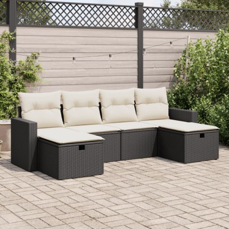 Set de sofás de jardín 6 piezas y cojines ratán sintético negro de , Conjuntos de jardín - Ref: Foro24-3325422, Precio: 350,9...