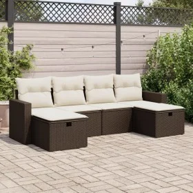 Set sofás de jardín 6 piezas y cojines ratán sintético marrón de , Conjuntos de jardín - Ref: Foro24-3325429, Precio: 375,93 ...