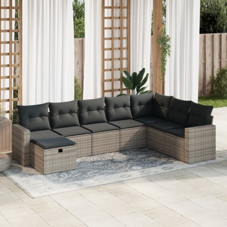 Set de sofás de jardín y cojines 8 piezas ratán sintético gris de , Conjuntos de jardín - Ref: Foro24-3325436, Precio: 514,92...
