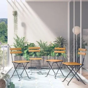 Folding terrace bistro chairs 4 units solid acacia wood by vidaXL, Garden chairs - Ref: Foro24-313161, Price: 162,43 €, Disco...