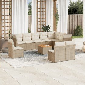 Set de sofás de jardín 11pzas con cojines ratán sintético beige en Conjuntos de jardín | Comprar online en Foru.es