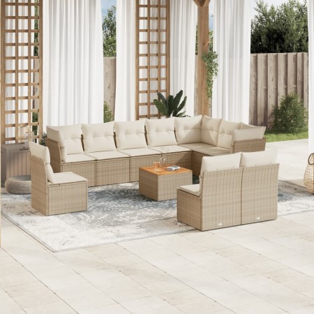 Set de sofás de jardín 11pzas con cojines ratán sintético beige en Conjuntos de jardín | Comprar online en Foru.es