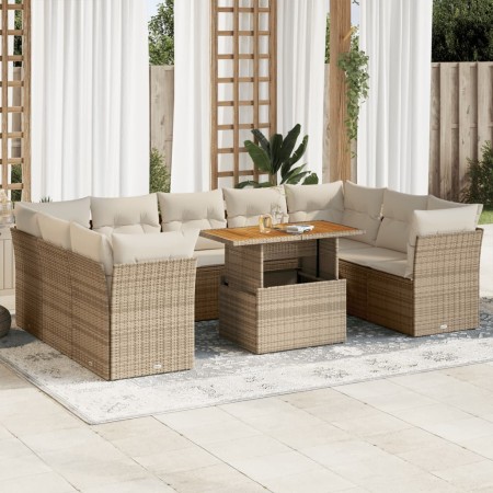 Juego de sofás jardín con cojines beige 10 pzas ratán sintético de , Conjuntos de jardín - Ref: Foro24-3326970, Precio: 709,4...