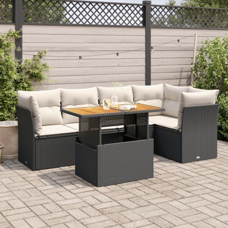 Set de sofás de jardín 6 piezas y cojines ratán sintético negro de , Conjuntos de jardín - Ref: Foro24-3326926, Precio: 419,7...