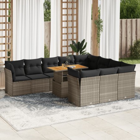 Set de sofás de jardín 11 pzas y cojines ratán sintético gris de , Conjuntos de jardín - Ref: Foro24-3326979, Precio: 711,42 ...
