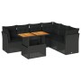 Set de sofás de jardín 7 pzas con cojines ratán sintético negro de , Conjuntos de jardín - Ref: Foro24-3326932, Precio: 491,7...