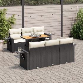 Set de sofás de jardín 7 pzas con cojines ratán sintético negro de , Conjuntos de jardín - Ref: Foro24-3327108, Precio: 509,7...