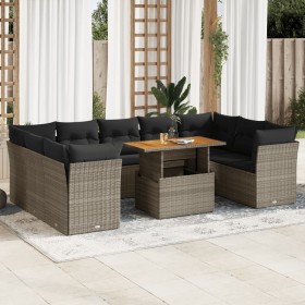 Set de sofás de jardín y cojines 10 pzas ratán sintético gris de , Conjuntos de jardín - Ref: Foro24-3326972, Precio: 629,03 ...