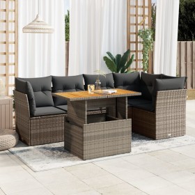 Set de muebles de jardín 6 pzas y cojines ratán sintético gris de , Conjuntos de jardín - Ref: Foro24-3326930, Precio: 434,57...