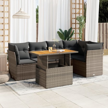 Set de muebles de jardín 6 pzas y cojines ratán sintético gris de , Conjuntos de jardín - Ref: Foro24-3326930, Precio: 434,57...