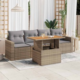Juego de sofás jardín con cojines 5 pzas ratán sintético beige de , Conjuntos de jardín - Ref: Foro24-3326985, Precio: 390,14...