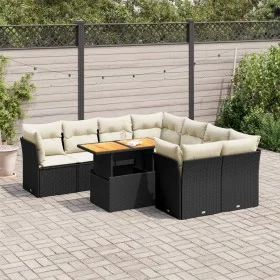 Set de sofás de jardín con cojines 9 pzas ratán sintético negro de , Conjuntos de jardín - Ref: Foro24-3326905, Precio: 579,2...