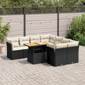 Set de sofás de jardín con cojines 9 pzas ratán sintético negro de , Conjuntos de jardín - Ref: Foro24-3326905, Precio: 587,4...