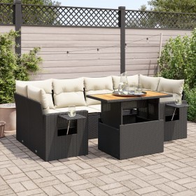 Set de sofás de jardín 7 pzas con cojines ratán sintético negro de , Conjuntos de jardín - Ref: Foro24-3327115, Precio: 495,3...