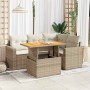 Juego de sofás jardín con cojines 5 pzas ratán sintético beige de , Conjuntos de jardín - Ref: Foro24-3327033, Precio: 428,03...