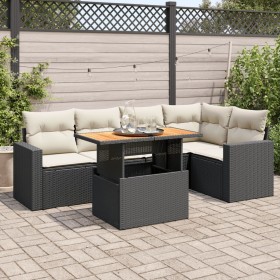 Set de sofás de jardín 6 piezas y cojines ratán sintético negro de , Conjuntos de jardín - Ref: Foro24-3327038, Precio: 419,2...
