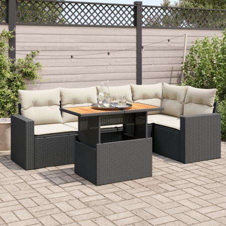 Set de sofás de jardín 6 piezas y cojines ratán sintético negro de , Conjuntos de jardín - Ref: Foro24-3327038, Precio: 419,2...