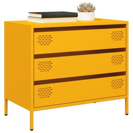 Aparador acero laminado en frío amarillo mostaza 68x39x58,5 cm de , Aparadores - Ref: Foro24-851295, Precio: 114,03 €, Descue...
