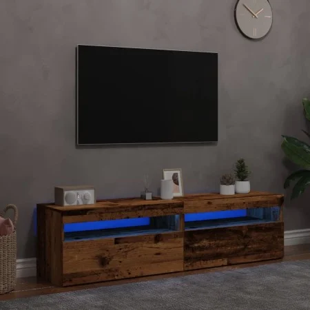 Muebles de TV con luces LED 2 uds madera ingeniería envejecida de , Muebles TV - Ref: Foro24-856316, Precio: 83,79 €, Descuen...