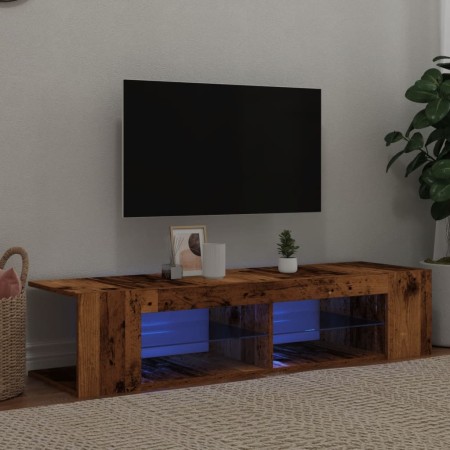 Mueble TV luces LED madera ingeniería envejecida 135x39x30 cm de , Muebles TV - Ref: Foro24-856323, Precio: 78,92 €, Descuent...