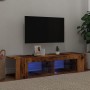 Mueble TV luces LED madera ingeniería envejecida 135x39x30 cm de , Muebles TV - Ref: Foro24-856323, Precio: 78,92 €, Descuent...