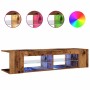 Mueble TV luces LED madera ingeniería envejecida 135x39x30 cm de , Muebles TV - Ref: Foro24-856323, Precio: 78,92 €, Descuent...