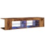 Mueble TV luces LED madera ingeniería envejecida 135x39x30 cm de , Muebles TV - Ref: Foro24-856323, Precio: 78,92 €, Descuent...