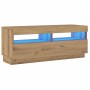 Mueble TV luces LED madera ingeniería roble artisan 100x35x40cm de , Muebles TV - Ref: Foro24-856356, Precio: 104,06 €, Descu...