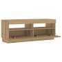 Mueble TV luces LED madera ingeniería roble artisan 100x35x40cm de , Muebles TV - Ref: Foro24-856356, Precio: 104,06 €, Descu...
