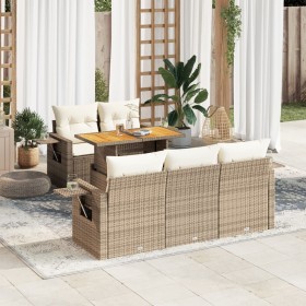 Juego de sofás jardín con cojines 6 pzas ratán sintético beige de , Conjuntos de jardín - Ref: Foro24-3327103, Precio: 533,84...