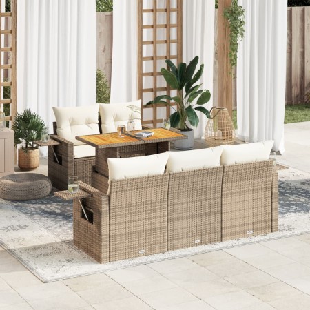 Juego de sofás jardín con cojines 6 pzas ratán sintético beige de , Conjuntos de jardín - Ref: Foro24-3327103, Precio: 533,84...