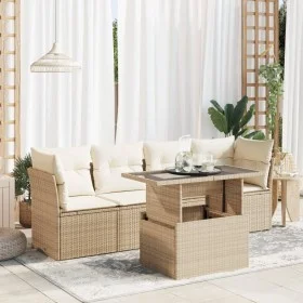 Juego de sofás jardín con cojines 5 pzas ratán sintético beige de , Conjuntos de jardín - Ref: Foro24-3326089, Precio: 382,32...