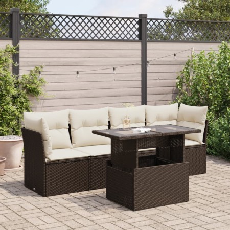 Set comedor de jardín 5 piezas y cojines ratán sintético marrón de , Conjuntos de jardín - Ref: Foro24-3326094, Precio: 374,1...