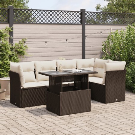 Set sofás de jardín 6 piezas y cojines ratán sintético marrón de , Conjuntos de jardín - Ref: Foro24-3326164, Precio: 453,73 ...