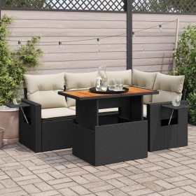 Set de muebles de jardín 5 pzas y cojines ratán sintético negro de , Conjuntos de jardín - Ref: Foro24-3327143, Precio: 373,0...
