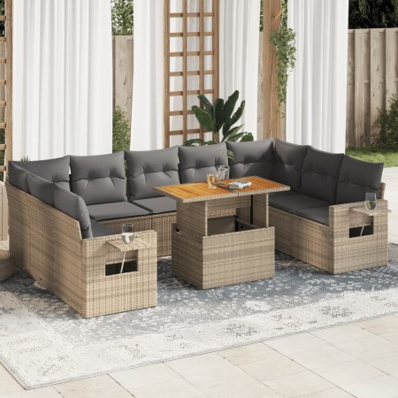 Juego de sofás jardín con cojines beige 10 pzas ratán sintético de , Conjuntos de jardín - Ref: Foro24-3327195, Precio: 711,9...