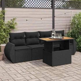 Set de muebles de jardín 5 pzas y cojines ratán sintético negro de , Conjuntos de jardín - Ref: Foro24-3327205, Precio: 365,5...