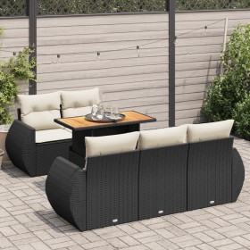 Set de sofás de jardín 6 piezas y cojines ratán sintético negro de , Conjuntos de jardín - Ref: Foro24-3327213, Precio: 473,7...