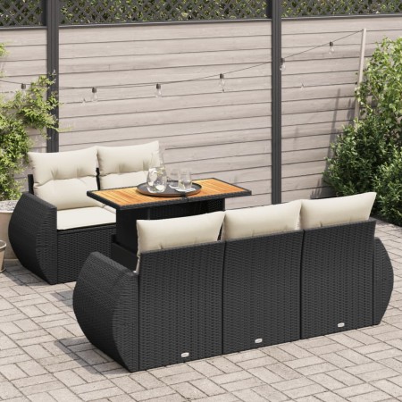 Set de sofás de jardín 6 piezas y cojines ratán sintético negro de , Conjuntos de jardín - Ref: Foro24-3327213, Precio: 473,7...