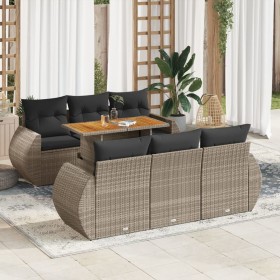 Set de sofás de jardín 7 pzas con cojines ratán sintético gris de , Conjuntos de jardín - Ref: Foro24-3327224, Precio: 527,40...