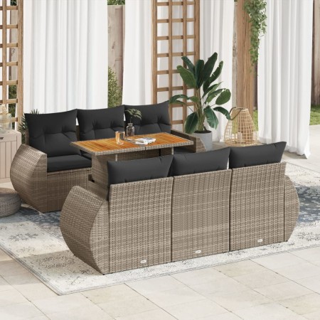 Set de sofás de jardín 7 pzas con cojines ratán sintético gris de , Conjuntos de jardín - Ref: Foro24-3327224, Precio: 527,40...