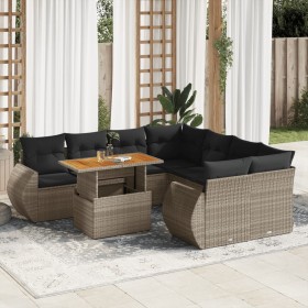 Set de sofás de jardín con cojines 9 pzas ratán sintético gris de , Conjuntos de jardín - Ref: Foro24-3327245, Precio: 616,53...