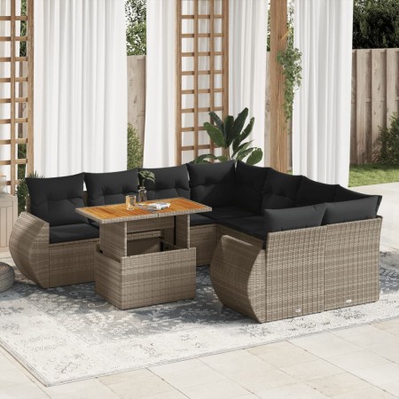 Set de sofás de jardín con cojines 9 pzas ratán sintético gris de , Conjuntos de jardín - Ref: Foro24-3327245, Precio: 616,53...
