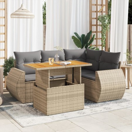 Juego de sofás jardín con cojines 5 pzas ratán sintético beige de , Conjuntos de jardín - Ref: Foro24-3327258, Precio: 407,39...