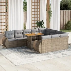 Set de sofás de jardín 11pzas con cojines ratán sintético beige de , Conjuntos de jardín - Ref: Foro24-3327314, Precio: 798,3...