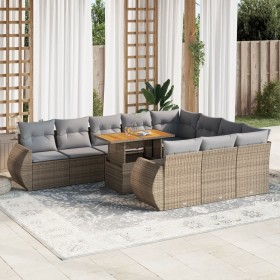 Set de sofás de jardín 11pzas con cojines ratán sintético beige de , Conjuntos de jardín - Ref: Foro24-3327314, Precio: 811,0...