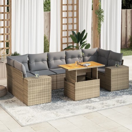 Set de sofás de jardín y cojines 8 piezas ratán sintético beige de , Conjuntos de jardín - Ref: Foro24-3327349, Precio: 574,3...