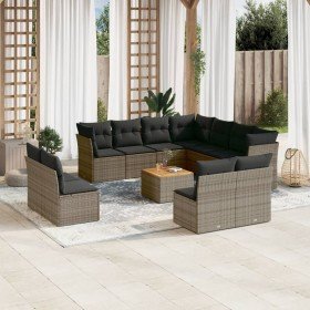Set de sofás de jardín 12 pzas con cojines ratán sintético gris en Conjuntos de jardín | Comprar online en Foru.es