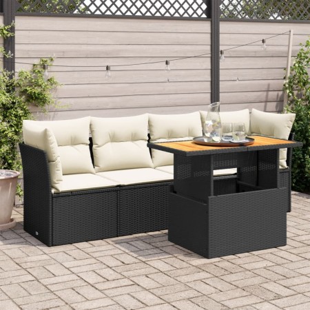Set de muebles de jardín 5 pzas y cojines ratán sintético negro de , Conjuntos de jardín - Ref: Foro24-3326877, Precio: 341,9...