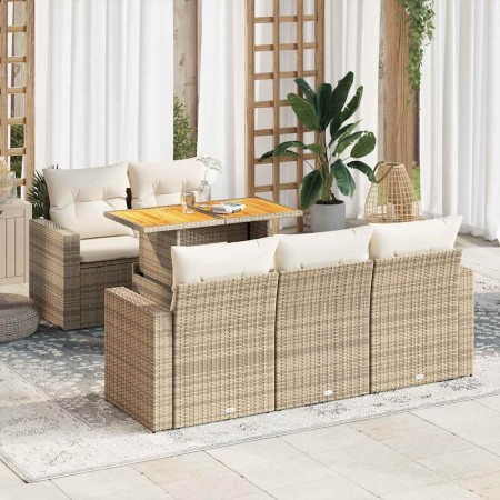 Juego de sofás jardín con cojines 6 pzas ratán sintético beige de , Conjuntos de jardín - Ref: Foro24-3326991, Precio: 530,77...